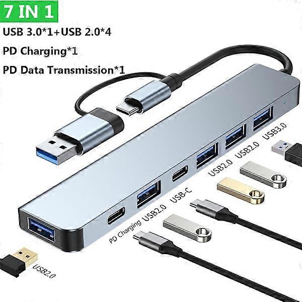 USB C Hub USB 3.0 Type-C Splitter Multiport Dock Station 7 IN 1