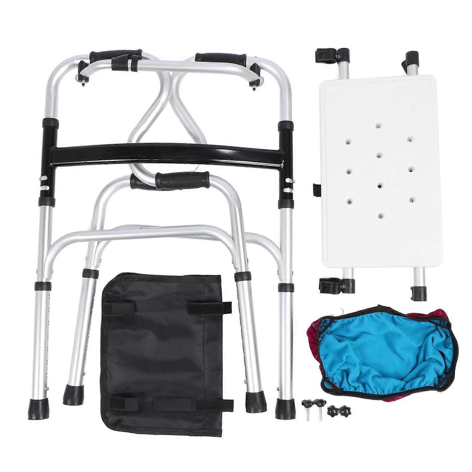 Folding Walker with Seat Height Adjustable 396.8lb Weight Capacity Aluminum Alloy PVC Soft Arms Lightweight Handicap Walker for Seniors