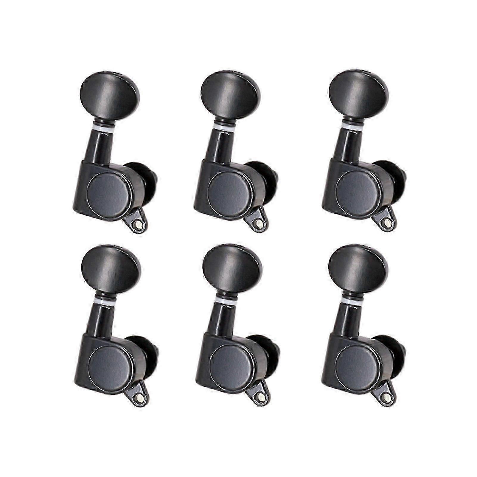 6 Sealed Guitar Tuning Machines with Oval Buttons for Electric or Acoustic - Chrome Finish for Durability and Style