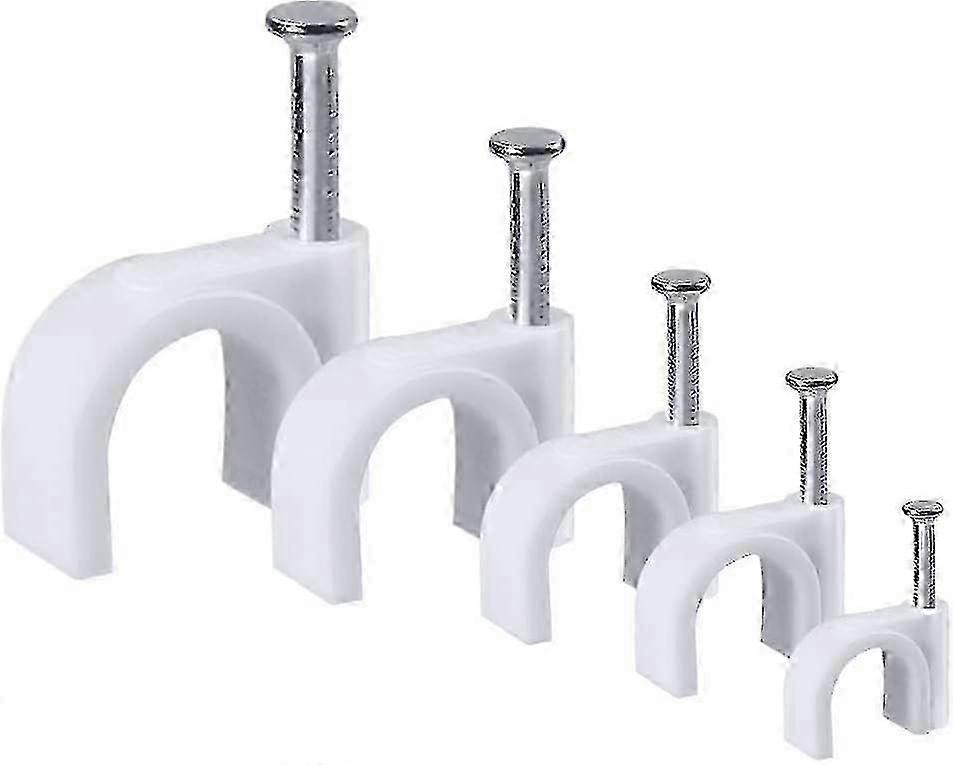 500Pcs Round Cable Ties with Steel Nail, Cable Clamp in 5 Different...