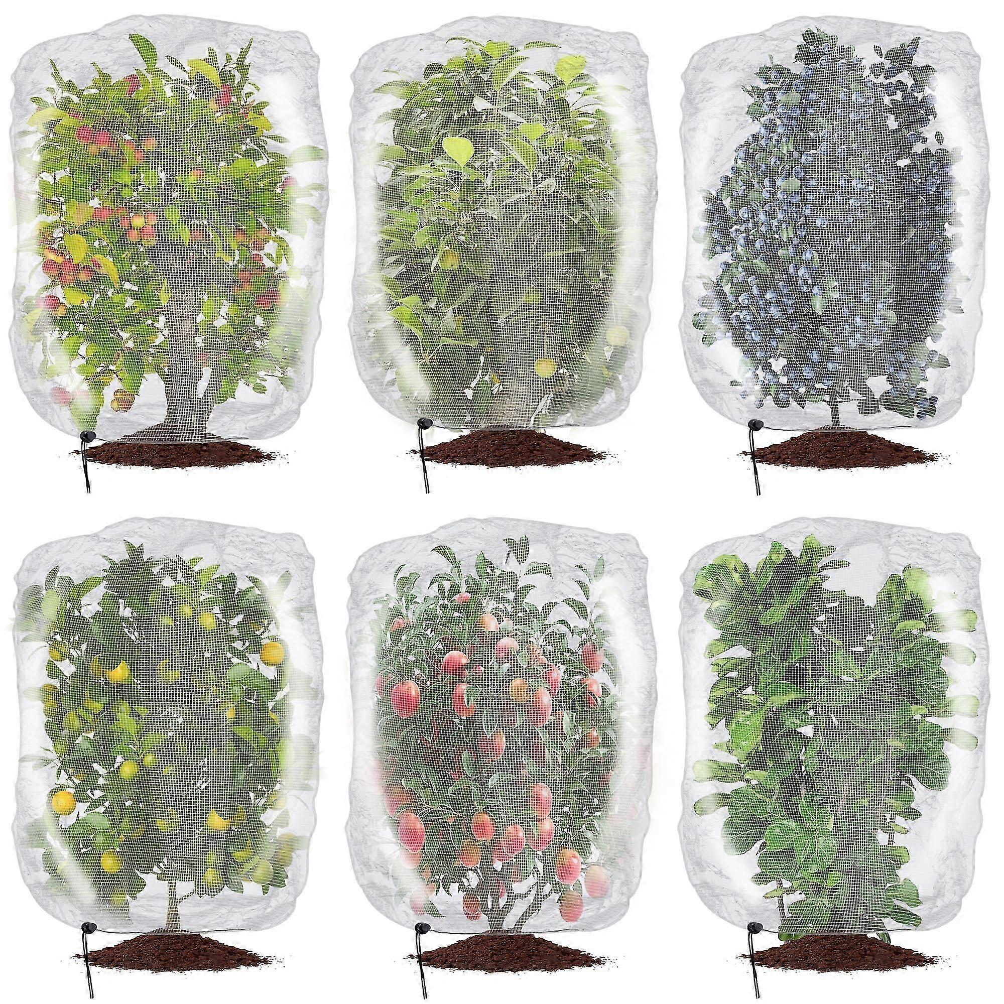 2 Pcs Insect Bird Barrier Netting Mesh with Drawstring- Garden Bug Netting Plant Cover- Fruit Tree Net for Protect Plant Fruits Citrus Flower from In