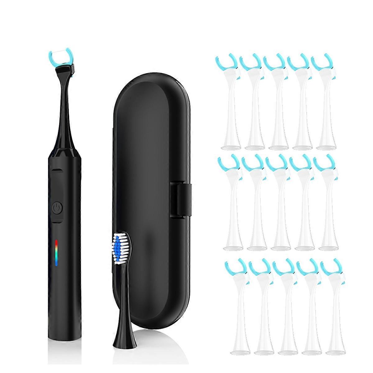 Electric Flosser 50 Replacement Heads - Vibration Flosser, Rechargeable, Tongue /Cleaner, Power Flosser Black