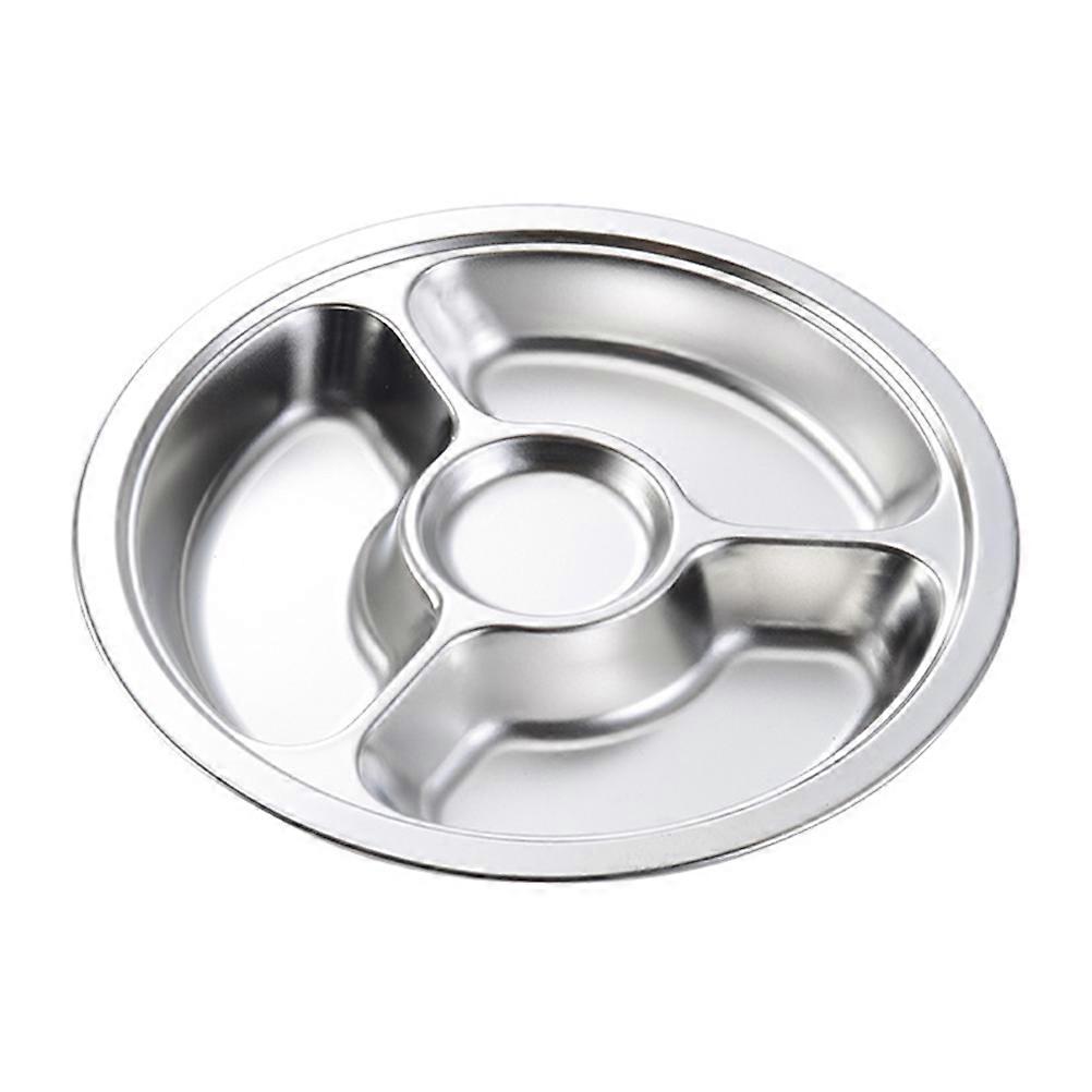 Stainless Steel Meal Plate with Sub Grid for Food Separation Great for Dining Hall or Organization Use Silver 4 Grid