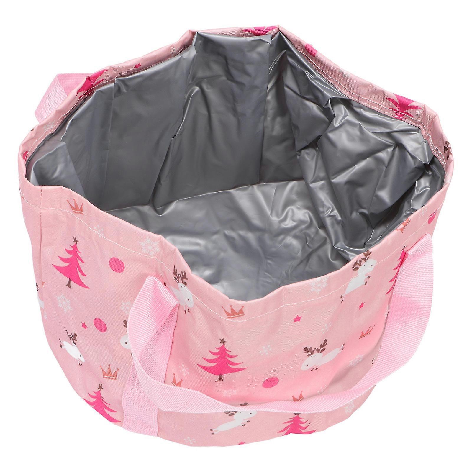 Outdoor Collapsible Water Container Foldable Pail Bucket For Barbecues And Home Drinking Water Pink 30.00X30.00X20.00CM Washing Vegetables 1Set
