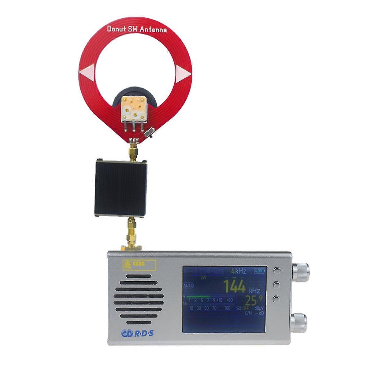 TEF6686 Radio Receiver AllBand FM/MW/Shortwave HF/LW Radio Portable Handheld Radio with Donut Antenna Amplifier Silver,A