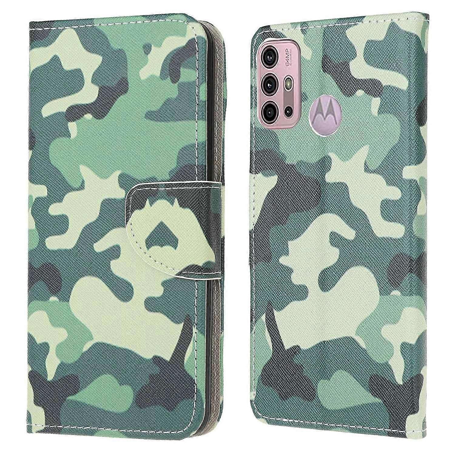 Pattern Printing Cross Texture Leather Wallet Stand Case Shell for Motorola Moto G30/G20/G10