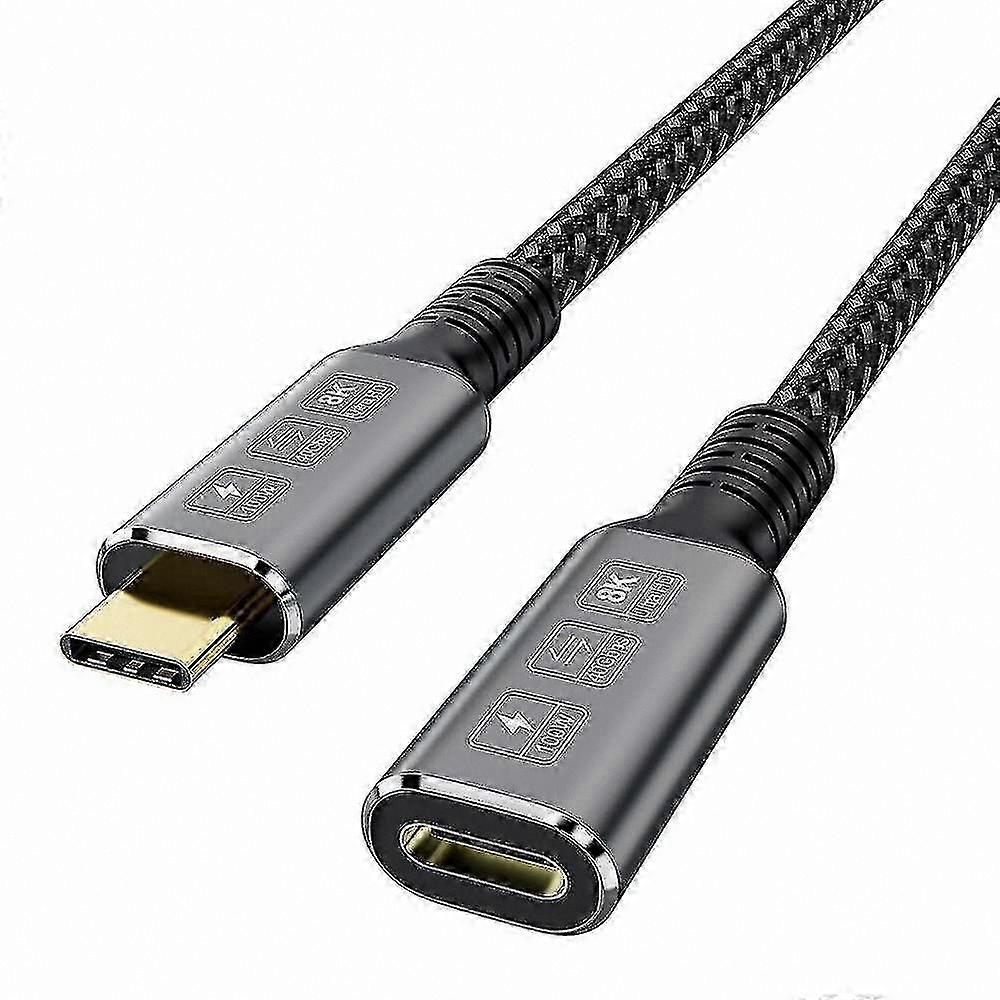 USB-C to USB-C Extension Cable, 40Gbps Data Transfer, 8K Video Support, 100W Charging, 0.8M Male to Female Adapter