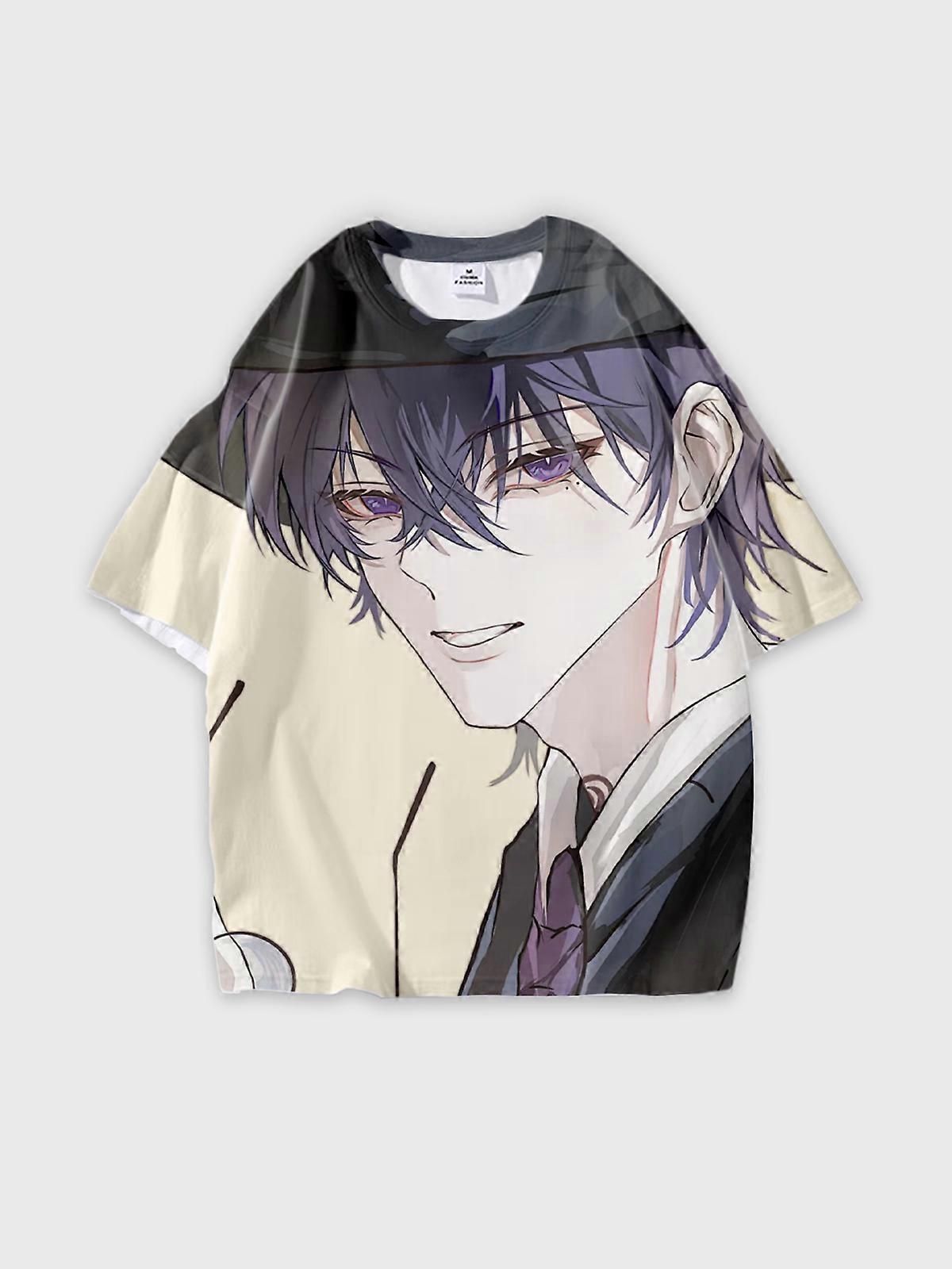 T-Shirt Round Neck, Loose Short Sleeve Link Click Graphic Tee, Unisex Summer Casual Top W919