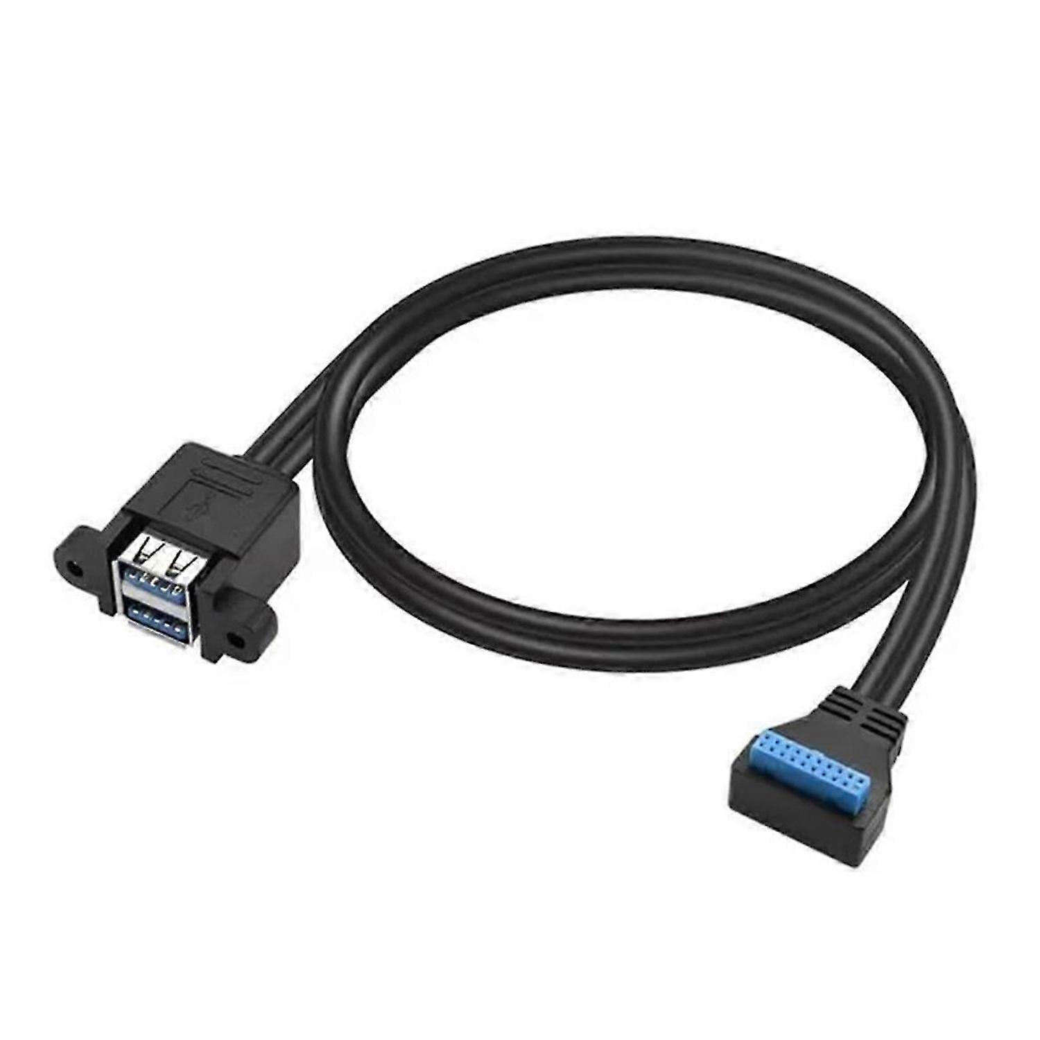 90 Degree UP/Down Angle USB 3.0 19/20Pin to Dual USB-A Female Port B