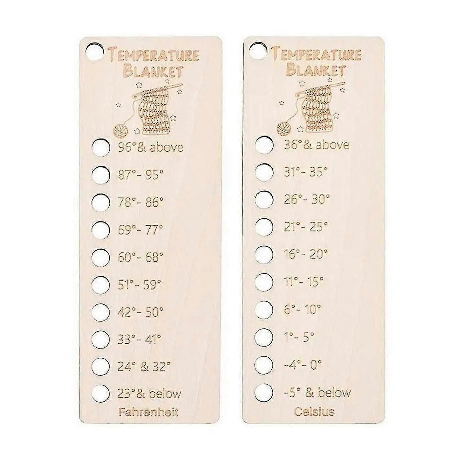 2PCS Temperature Blanket Color Chart Wood Blanket Color Tool Wool Shade Organiser Card Portable Blanket Planner