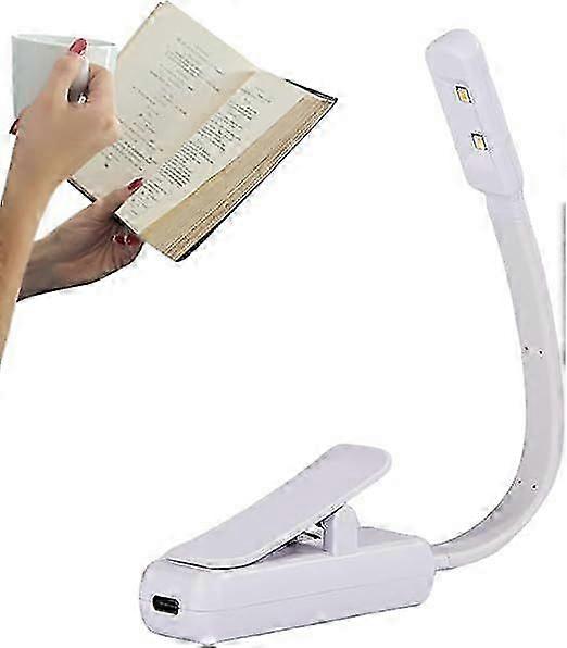 Rechargeable LED Reading Light with Clip, 500mAh, Ideal for Study Sessions or Reading While Camping, Traveling and Studying, 22.8 x 2.3 x 3.5 cm