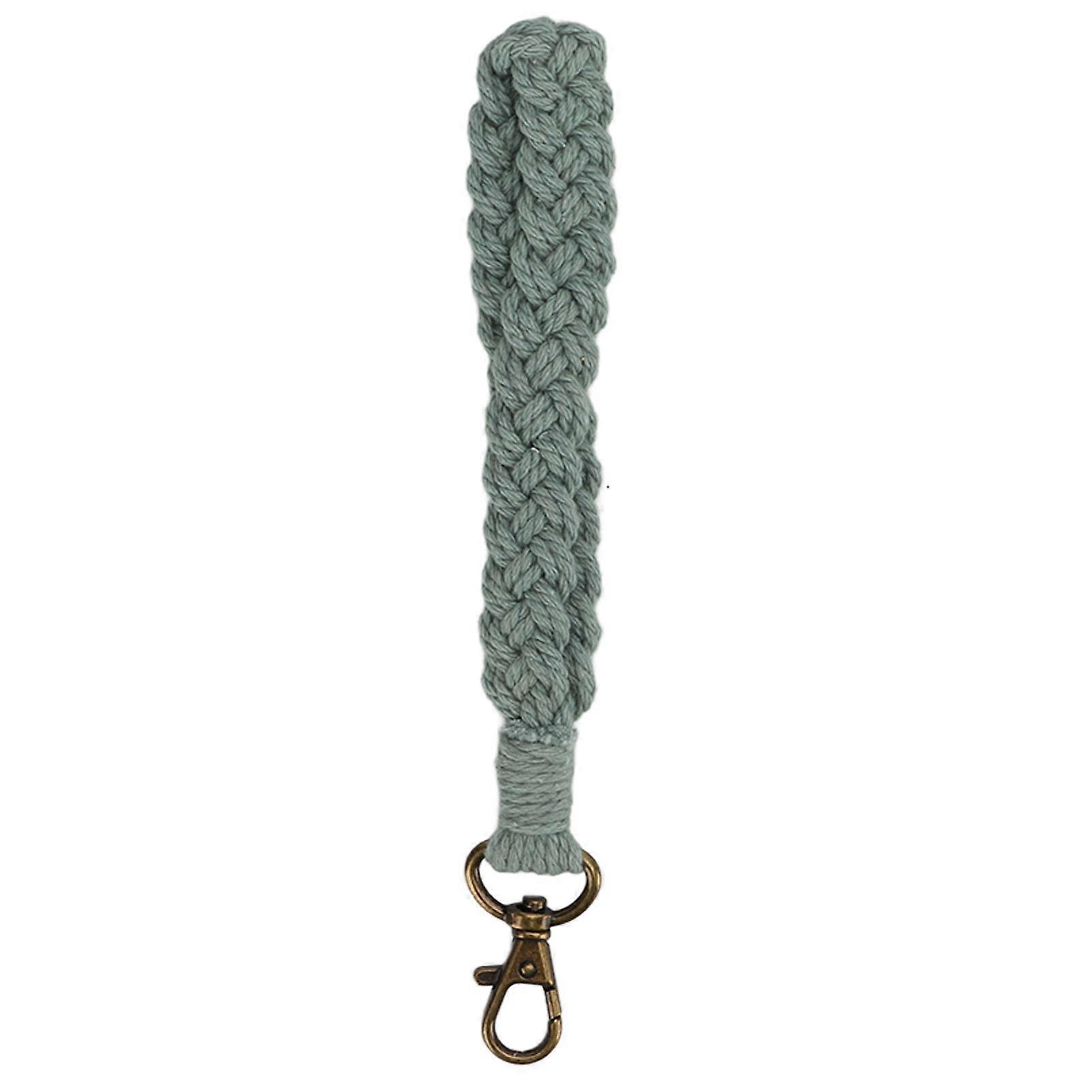 Boho Keychain Hand Weaving Hollow Style Cotton Rope Black Coating Zinc Alloy Clip Purse Keychain for Car Key