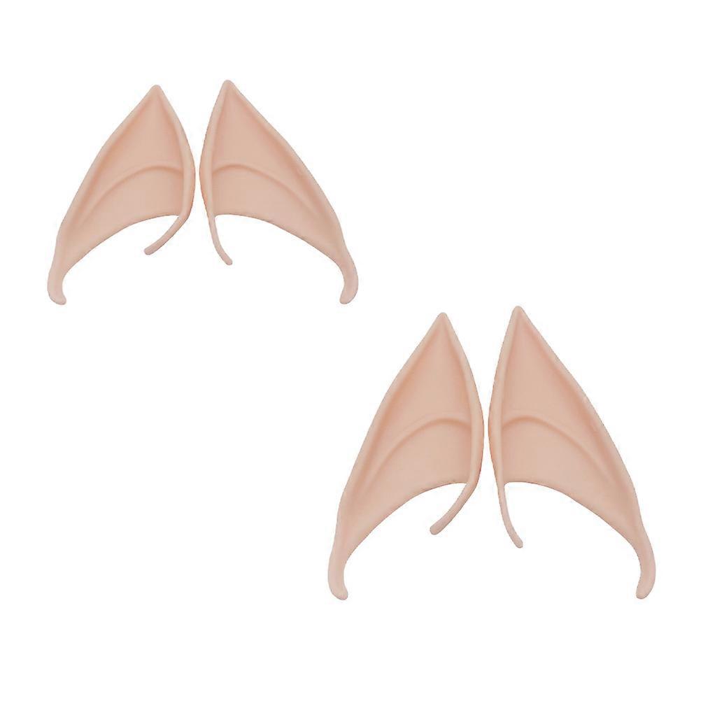 Fairy Ears Accessories Realistic Ear Prop for Cosplay Activity Beige Silicone with 2 Pairs