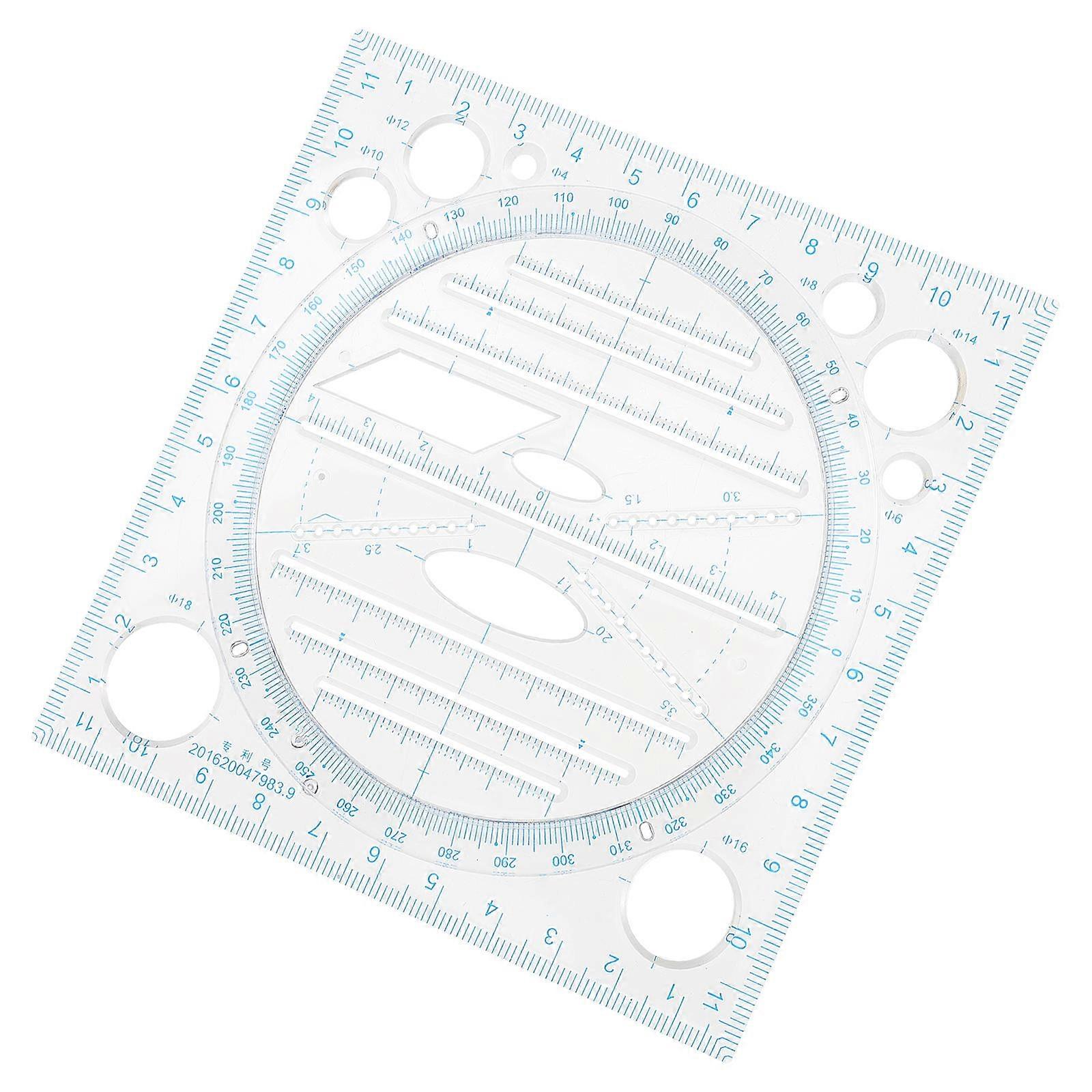 Multifunctional Drawing Ruler Geometric Figure Ruler for Learning