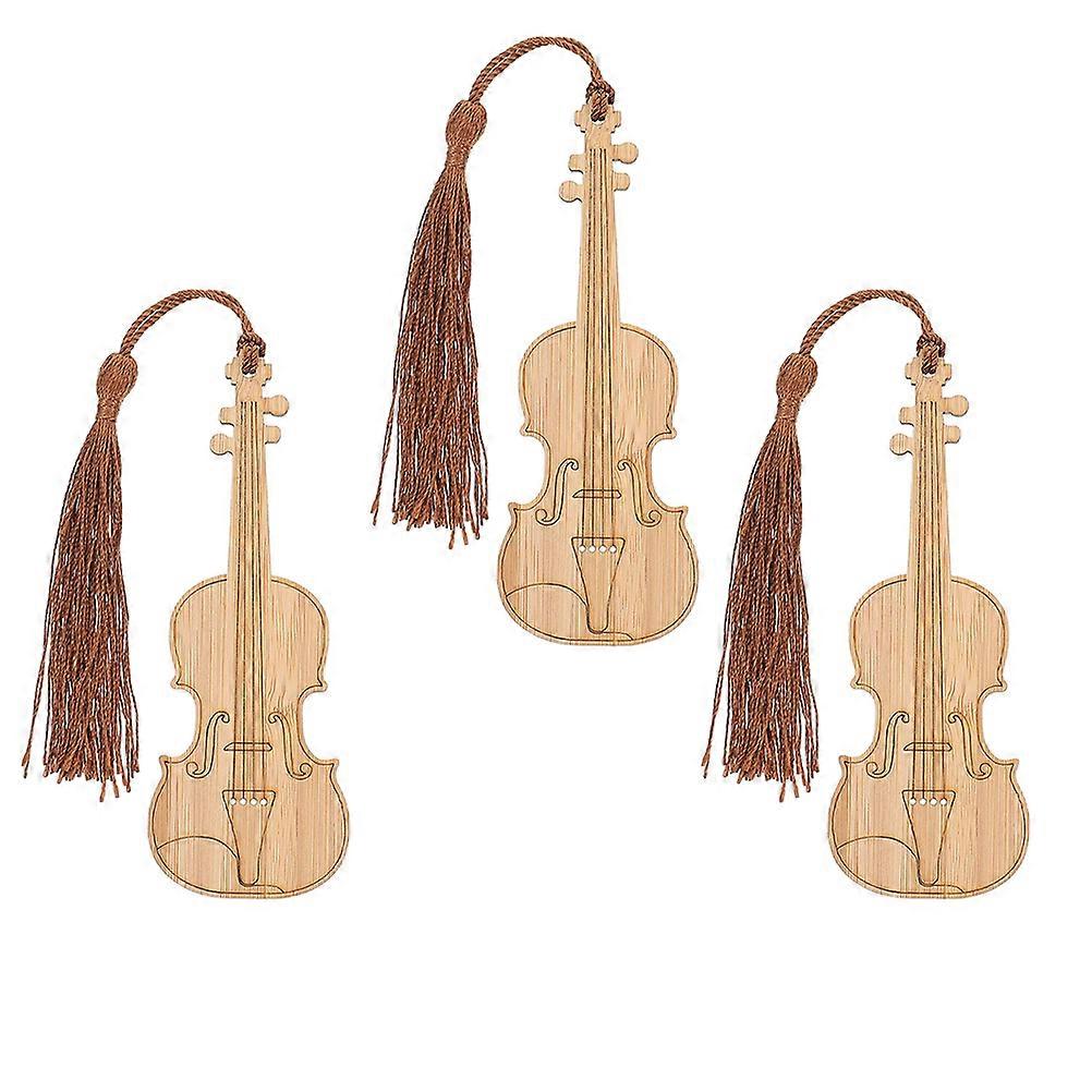Bamboo Bookmarks Violin Shape for Decoration 9Pcs Page Markers