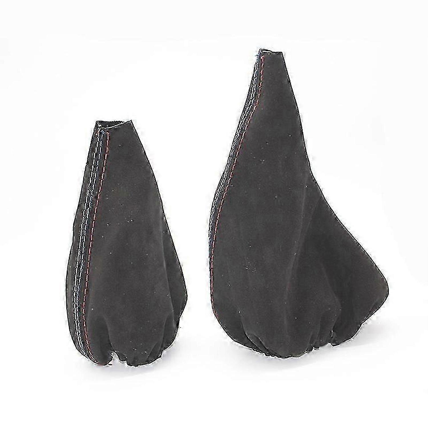 Car Gear Shift Collars Manual Handbrake Gaiter Boot Cover for - 3 Series E36 E46 E30 E34 M3 Z3 Black Suede Leather