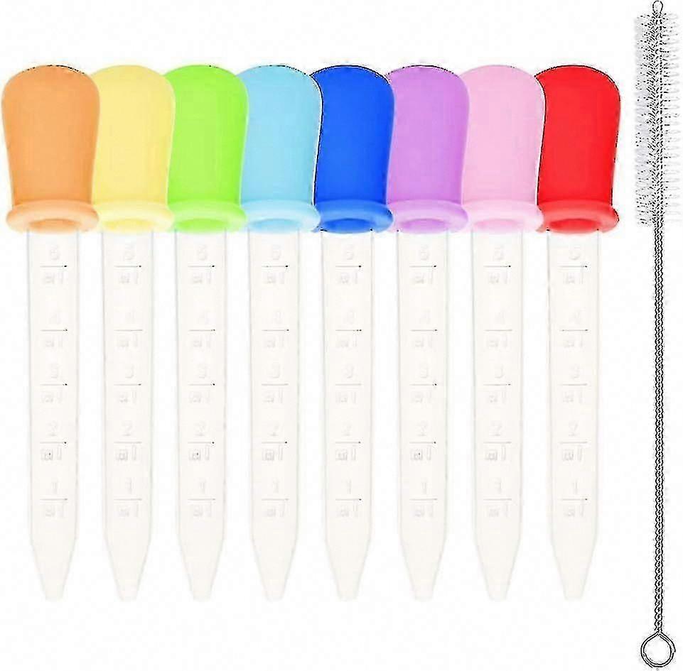 8 Pack 5ml Liquid Dropper Pipettes with Bulb Tip, Silicone and Plastic Eye Droppers