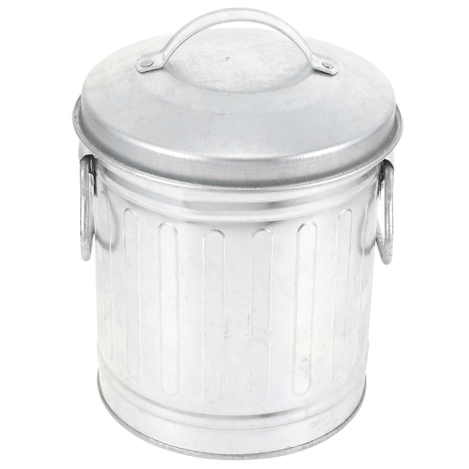 Home Trash Bin Bucket Shaped 4Pcs for Convenient Wastebasket Silver Iron