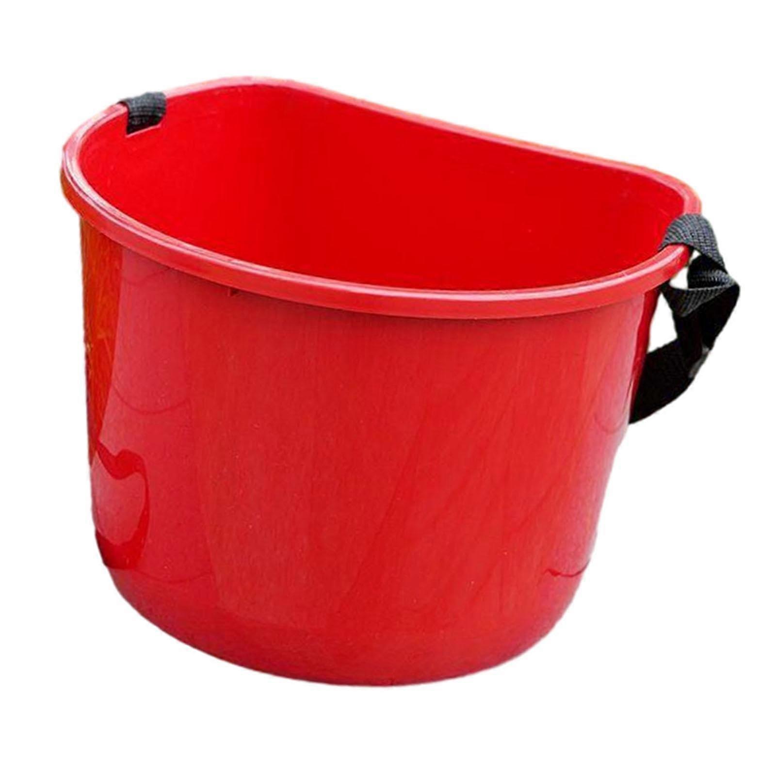 Large Collection Container for Garden Use, 10 Gallon Red Fruit Picking Bucket, Durable Plastic, Easy-Grip Handle