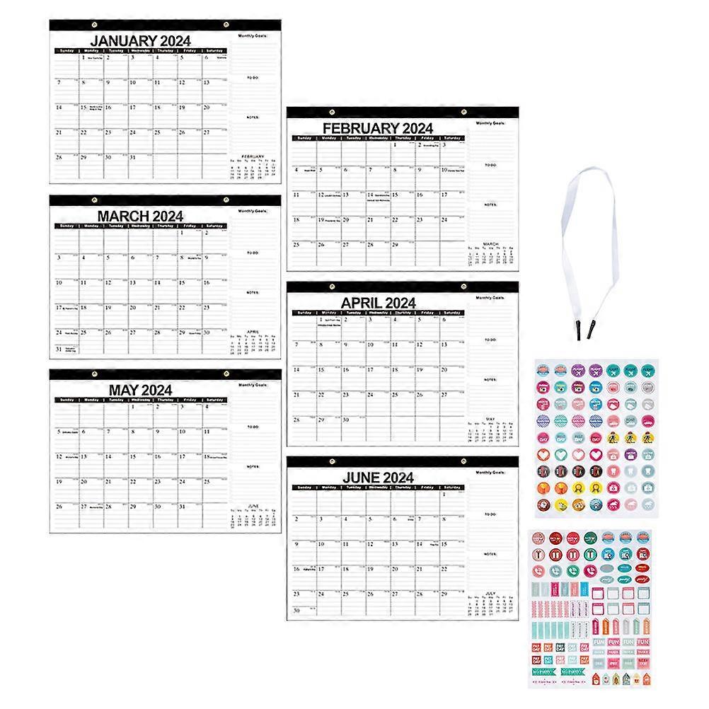 Paper Wall Calendar Yearly Schedule Calendar for 4Sets Black