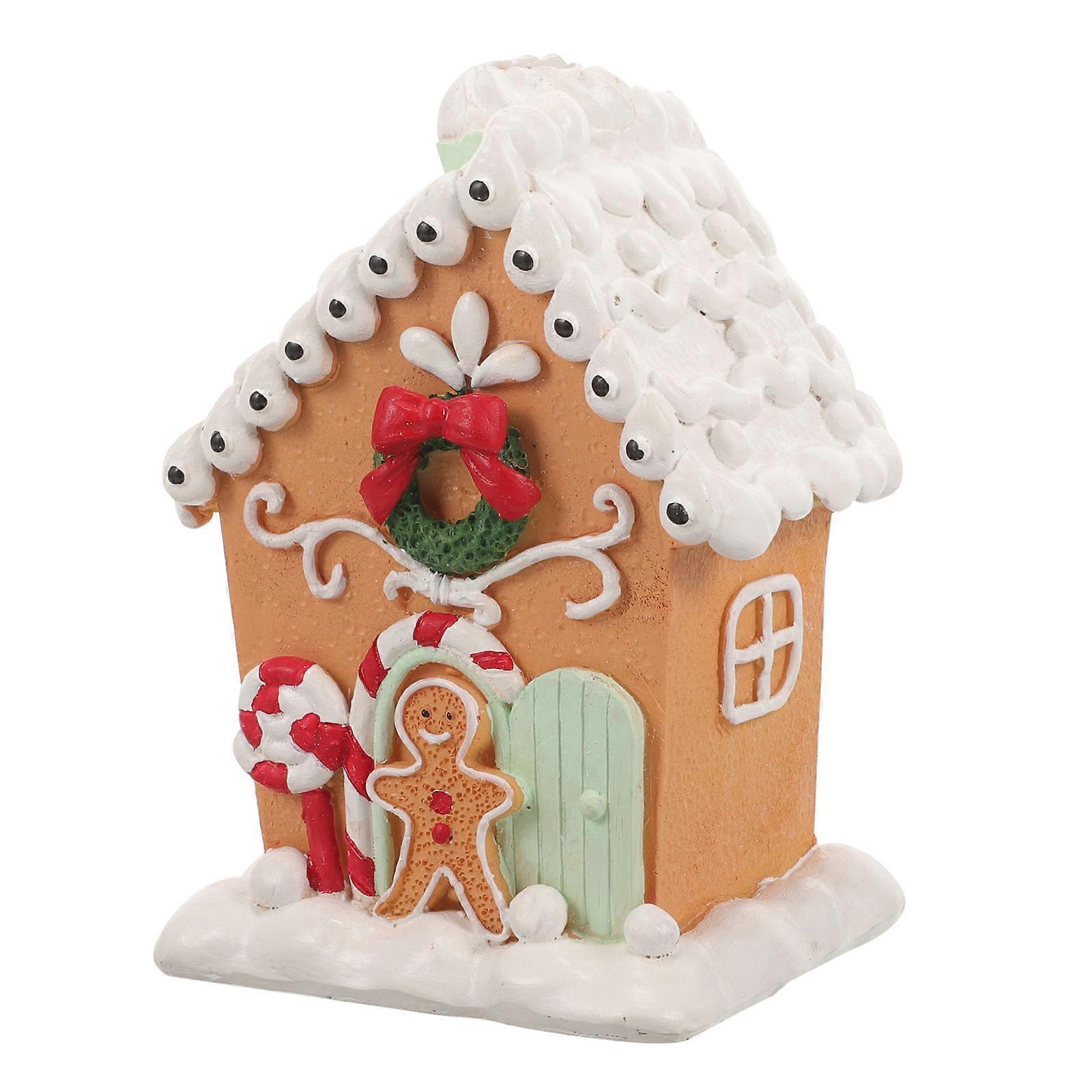 Festive Mini Christmas House Ornament for Table Centerpiece 2Pcs Resin Material
