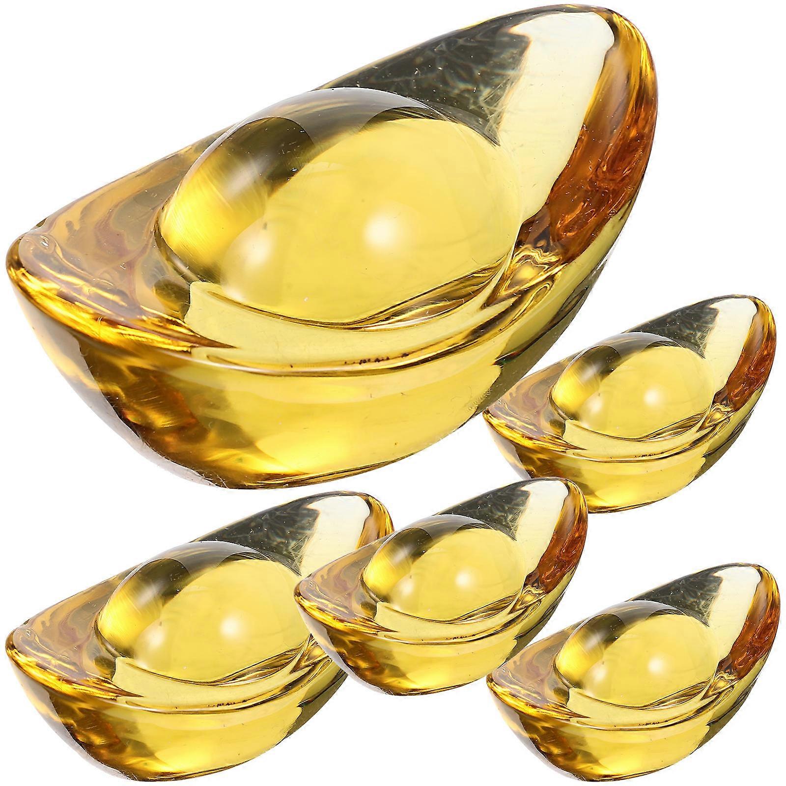 Retro Ingot Shape Crystal Craft Scene Ornament For General Public 6.8X4.3X3.3CM Wealth Attracting 15 Pcs