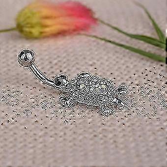 Women's Cute Turtle Rhinestone Dangle Body Piercing Navel Belly Button Bar Ring