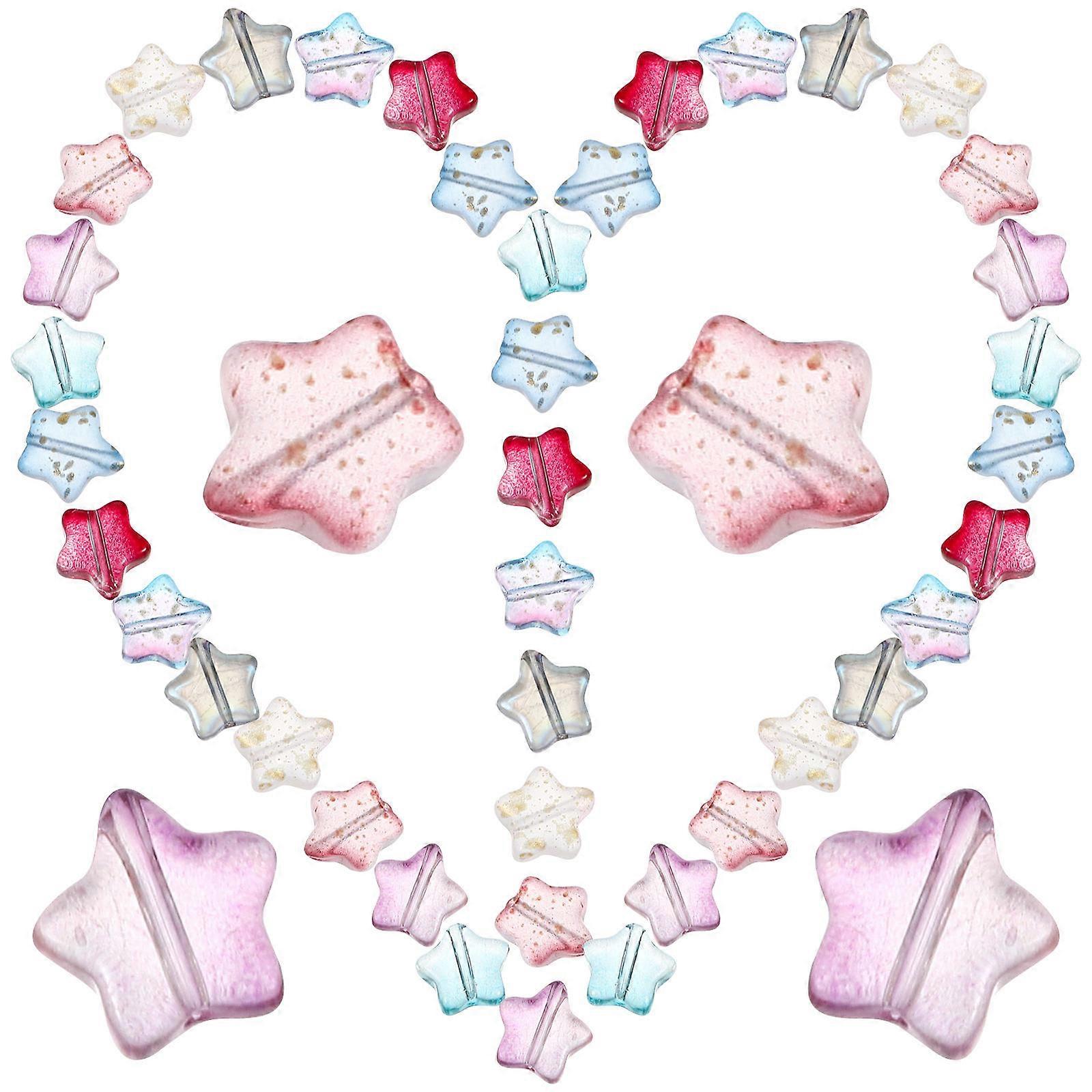 Glass Star Loose Beads for Bracelet Making DIY 200 Pieces Set