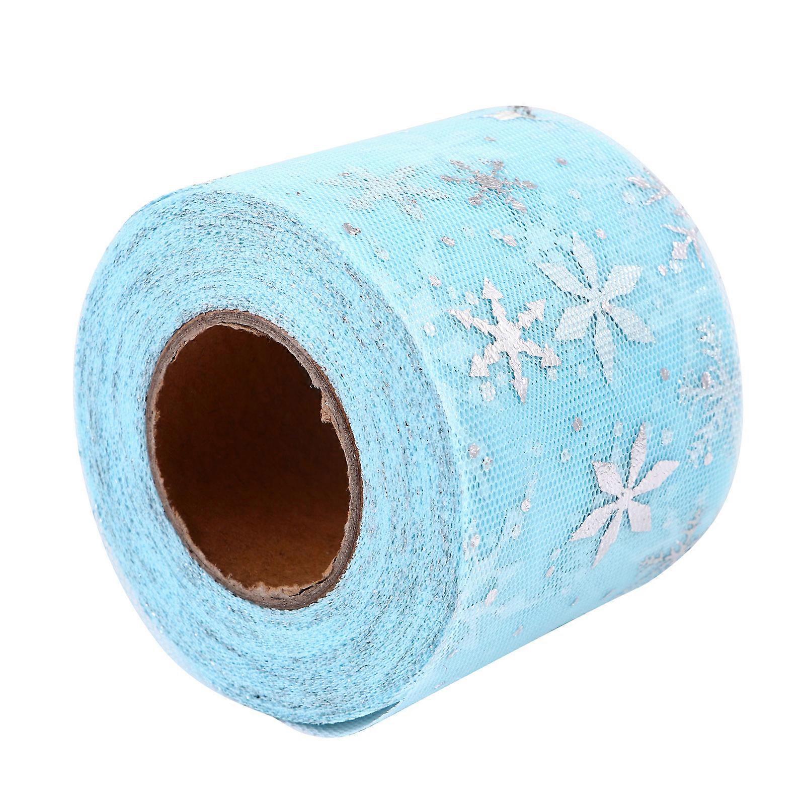 Sky-Blue Christmas Gauze Roll for Decoration 1 Roll Snowflake Tulle Wrap