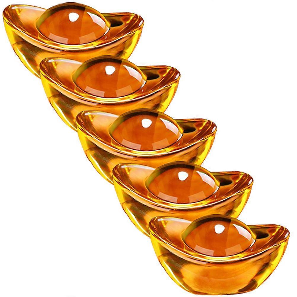 Citrine Ingot Statue for Decor 5Pcs Creative Desktop Decorative Orange Figurines