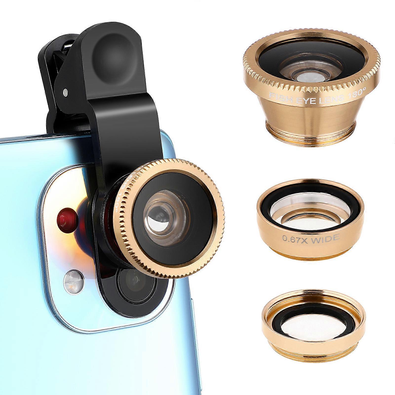 Mobile Camera Lens 3 in 1 Universal Clip on Lens for Photography 2Pcs
