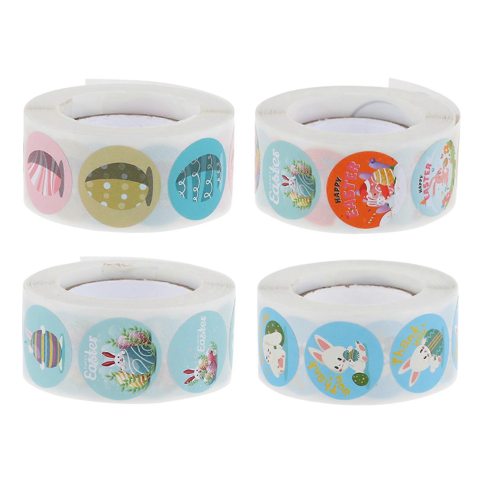 Adorable Rabbit Egg Stickers For Children Festive Atmosphere PVC Material Creative Design 4 Rolls