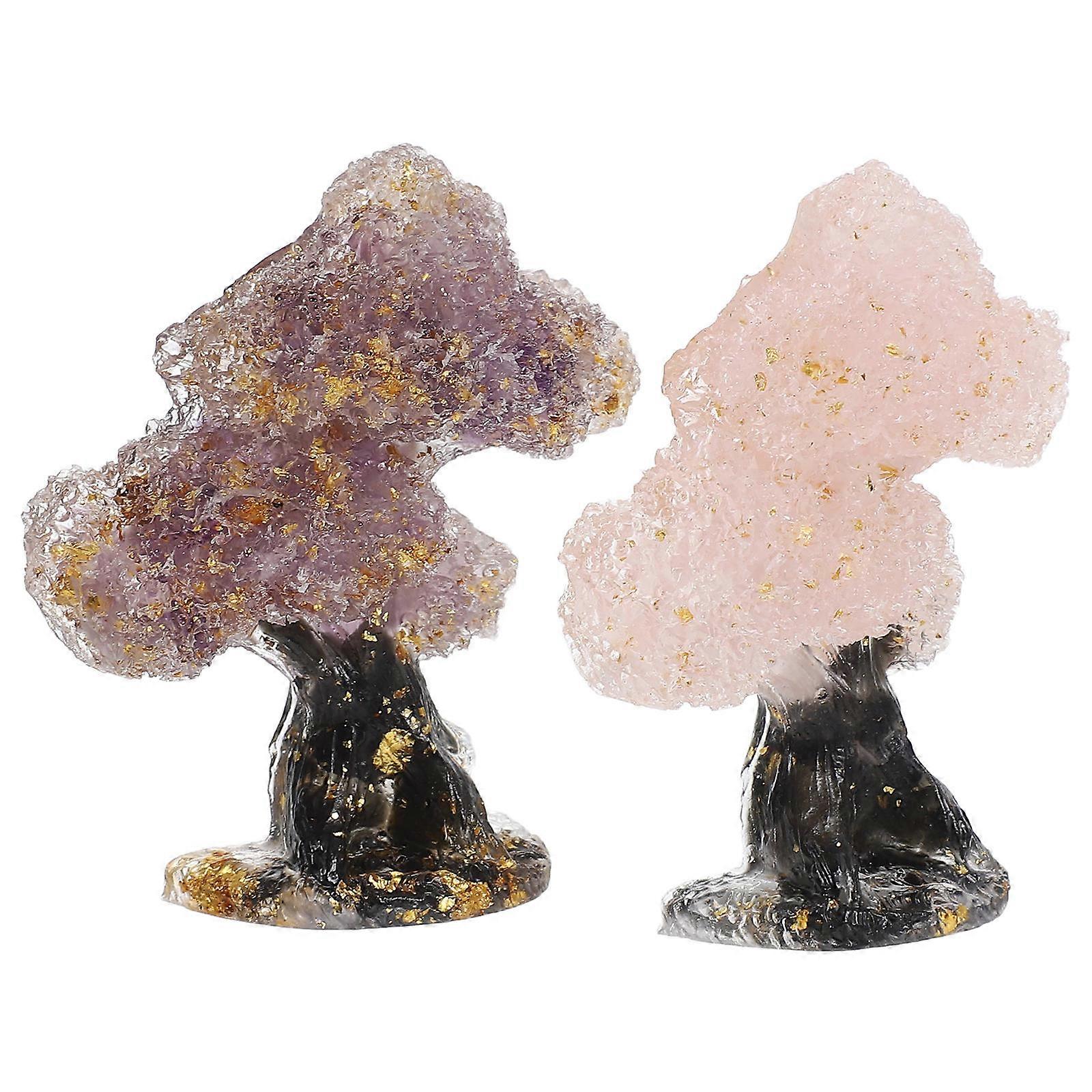 Elegant Maple Tree Crystal Ornament for Desktop Decoration 8Pcs Resin Crystal