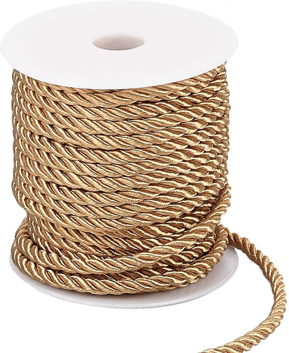 5mm Decorative Twisted Cord 3-Ply Polyester Twine Cord Shiny Cording Rope String Dark Goldenrod