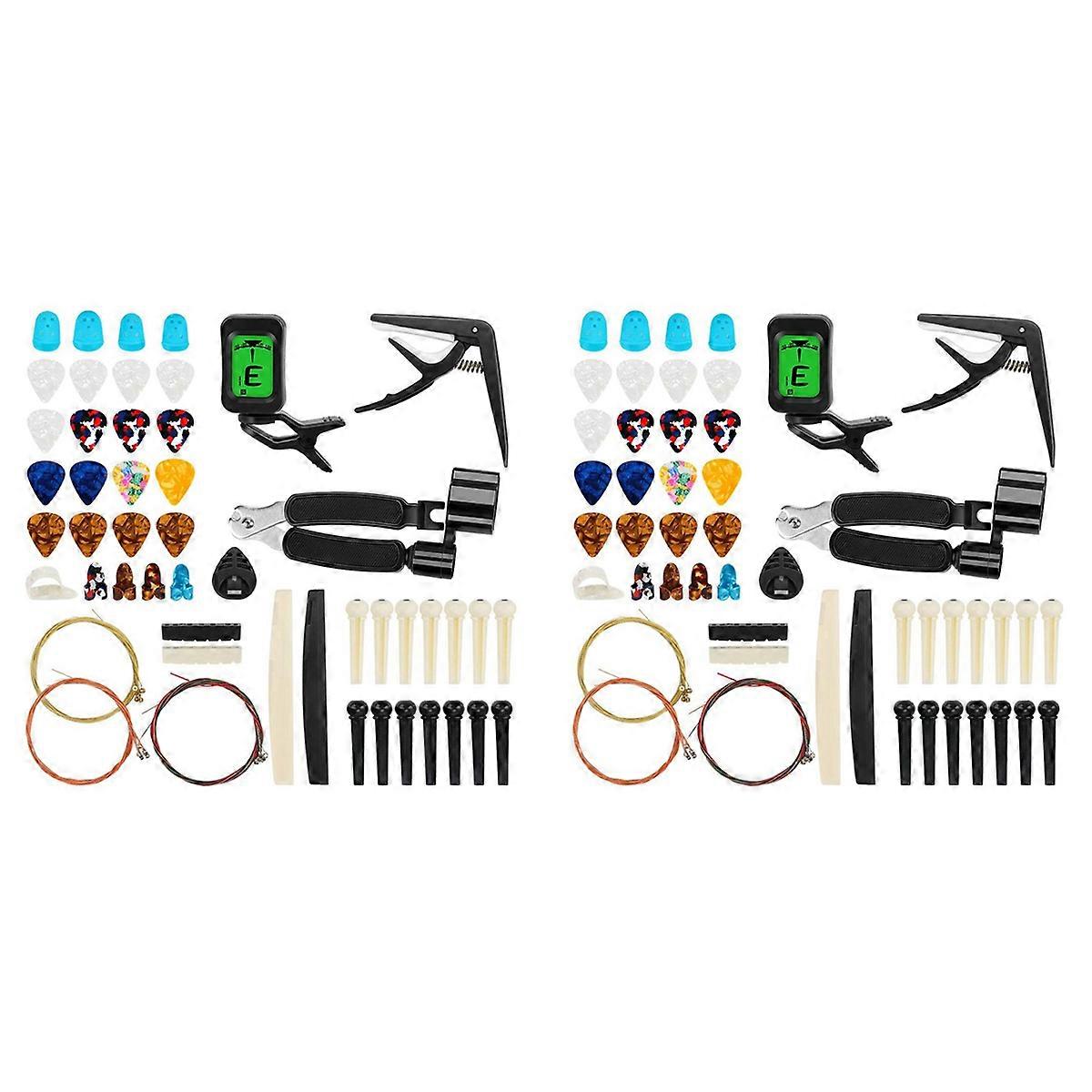65 PCS Guitar Accessories Kit with Guitar Strings, Tuner, Capo, Picks