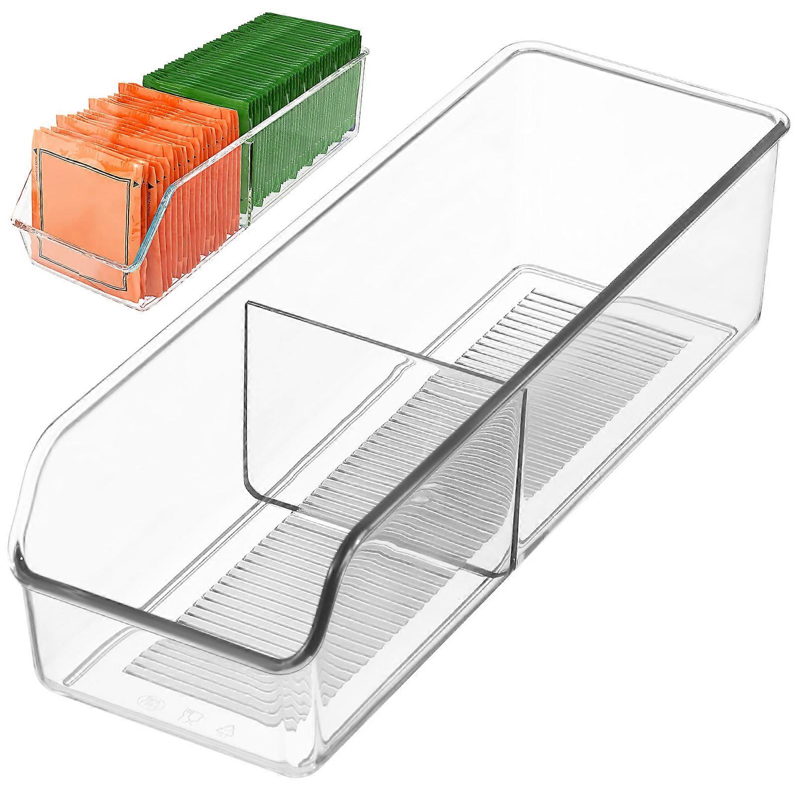 Tea Organizer with Divided Compartments for Storage 2Pcs Clear