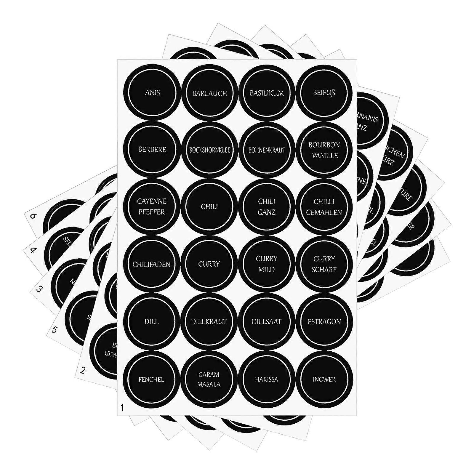 Kitchen Stickers for Organizing 18 Sheets of Round Spice Jar Labels