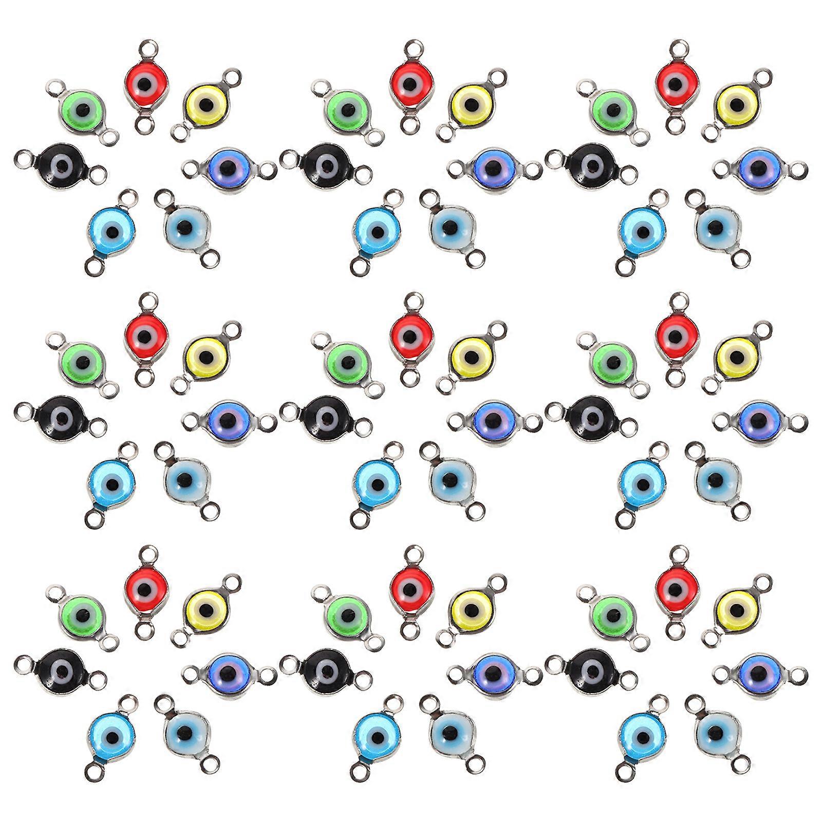 Evil Eye Connector Charms 70Pcs Stainless Steel Assorted Color DIY Versatility Connectors for Craft