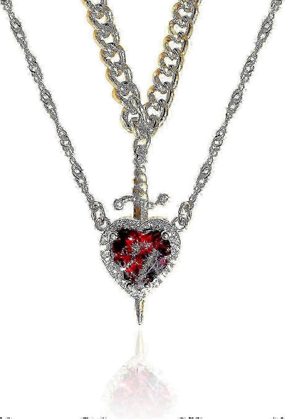 Collier couple en acier inoxydable, cœur et épée, bijoux assortis, cadeau pour elle