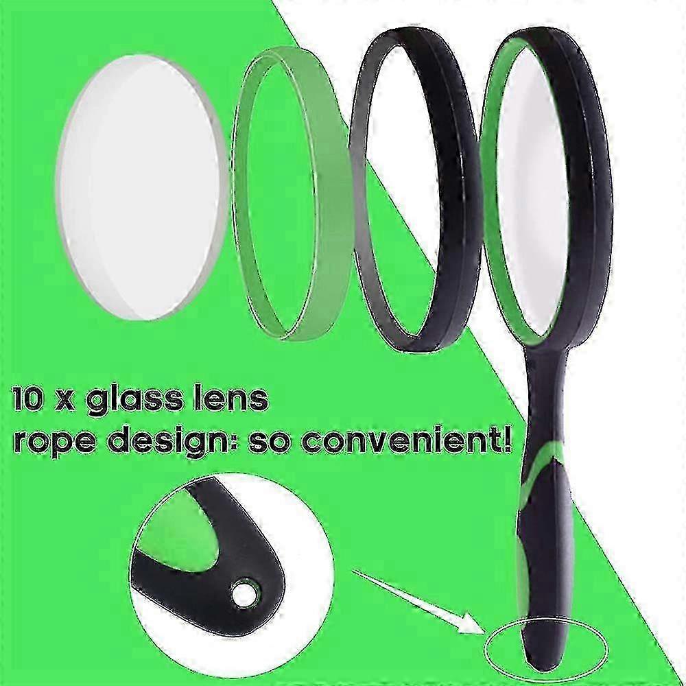 Shatterproof Magnifying Glass 10x Handheld Reading Magnifier, 75mm Non-scratch Quality Glass Lens, Thickened Rubbery Frame, Perfect For Seniors miao7