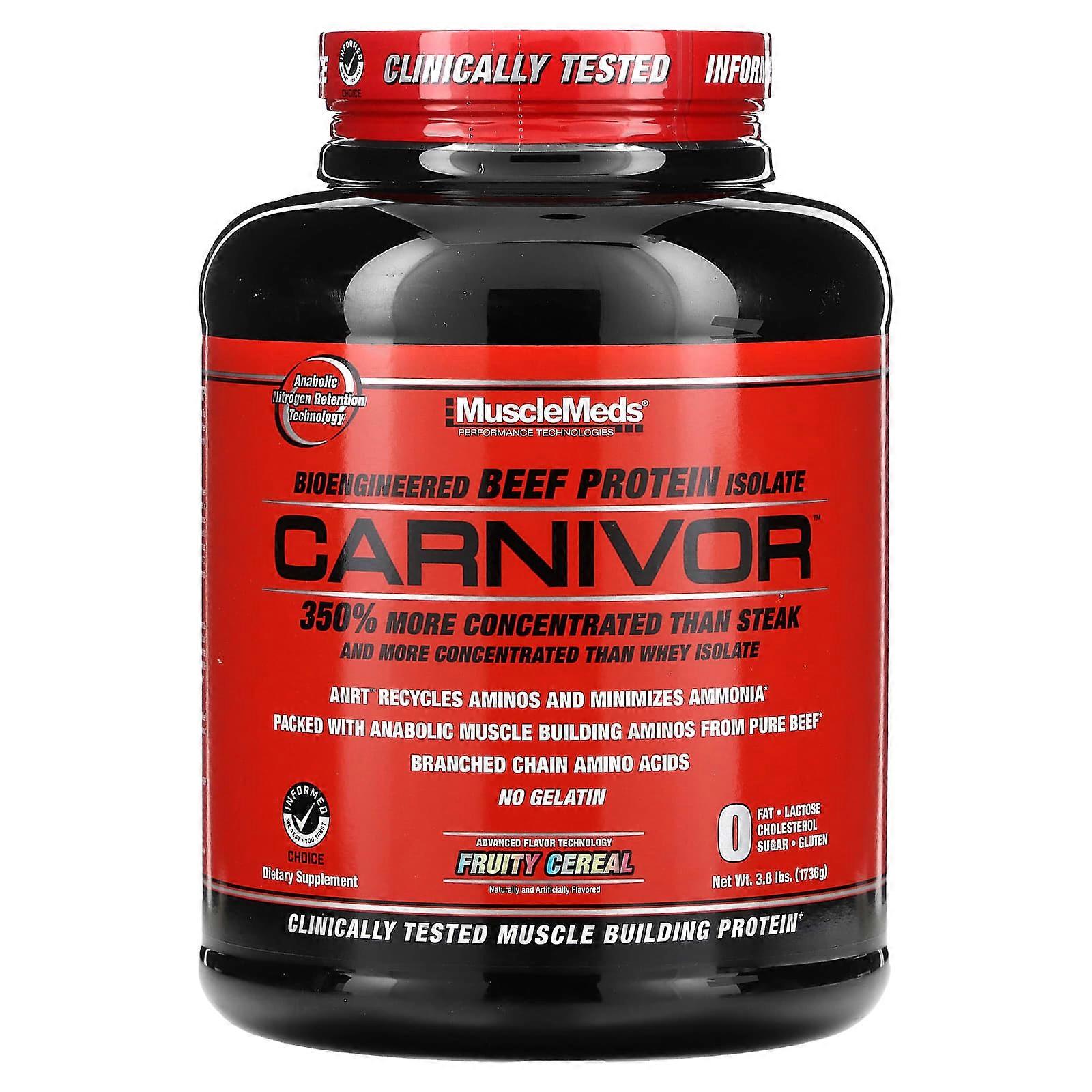 Carnivor, Bioengineered Beef Protein Isolate, Fruity Cereal, 3.8 lbs (1,736 g)