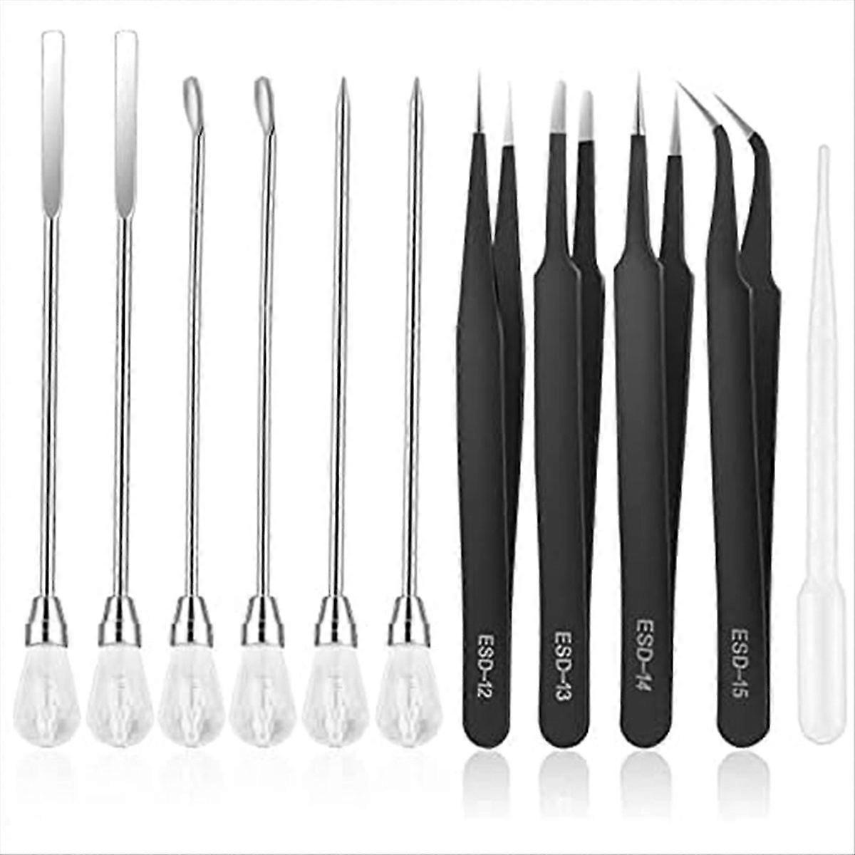 11 Pcs Resin Mold Tools Set Stirring Needle Spoon Tool (Black+White)