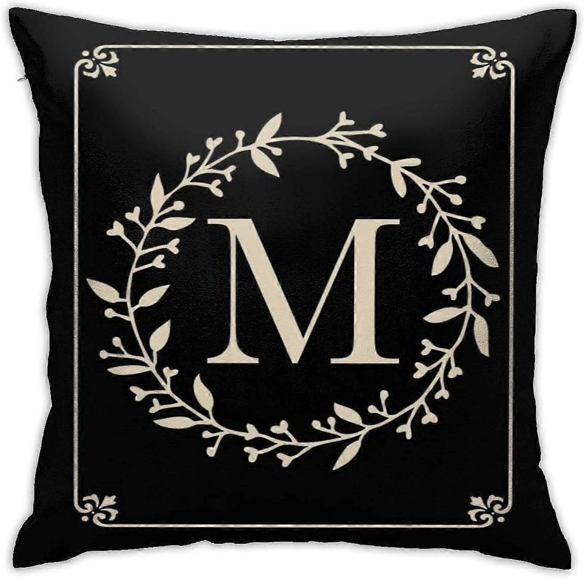 v81スロー枕カバーホーム装飾正方形18x18インチ枕カバークラシックモノグラム文字M -TB081 ij81