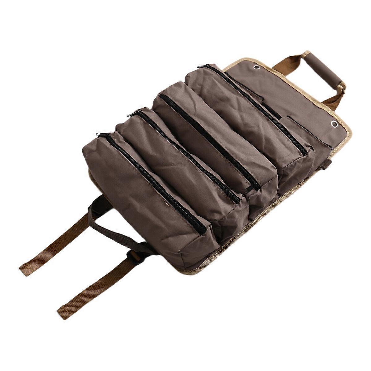 Tool Roll Organizer MultiPocket Hanging Tool Roll Portable Tool Organizer Carrier Bag for Electrician Motorcycle Truck,A