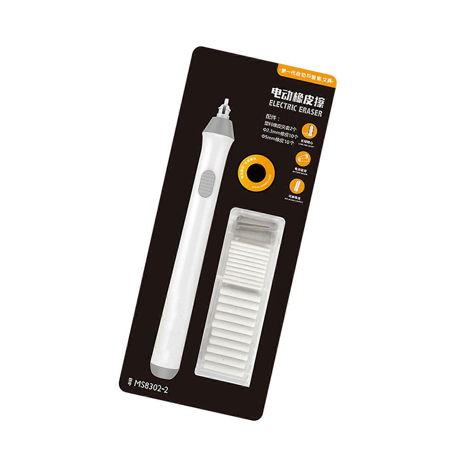 Electric Eraser Kits Battery Operated Pencil Eraser with Replacement Refills for Sketching Drafting Drawing  White