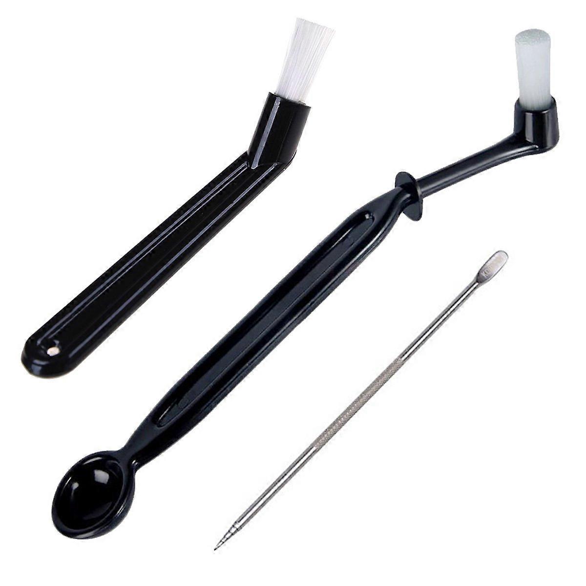 Coffee Machine Cleaning Brush With Spoon Tool Set For Espresso Machine Group Head Cleaning Kit 3 Pack Black