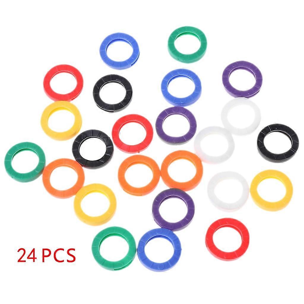 Shinycome 24Pcs Plastic for Key Cap Tag Sleeve Rings Identifier Label ID Perfect Coding Sy