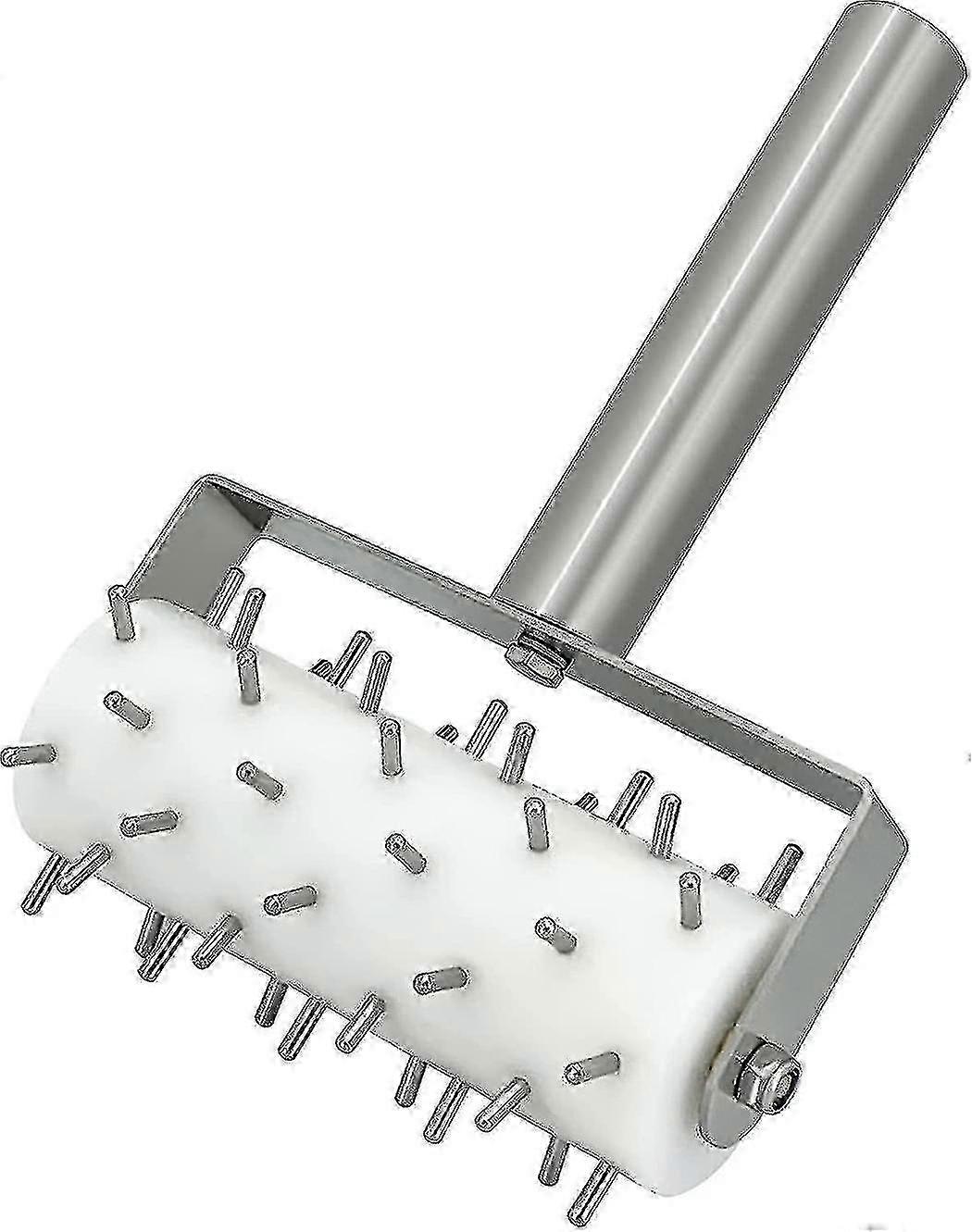 Pizza Dough Docker Rolling Pin Pastry Dough Tool, Stainless Steel Handle Rolling Pin Punch for Cake