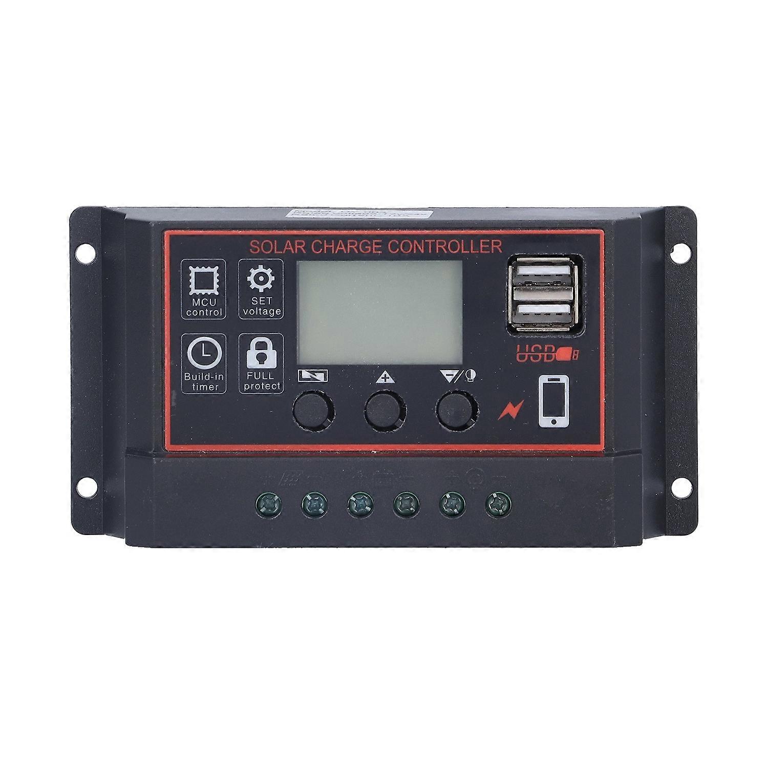 Smart Charge Controller Solar Battery Panel Charging Protection Device with LCD Display 12V/24V30A