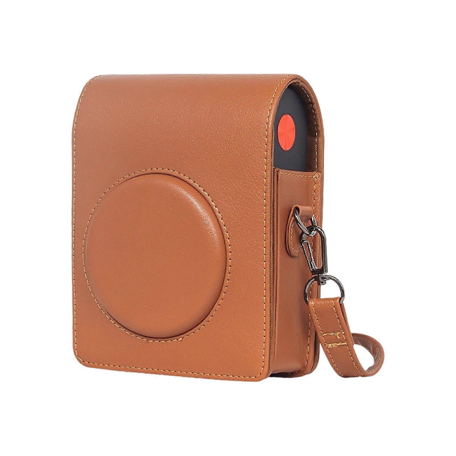 Solid Color Carrying Case with Adjustable Shoulder Strap Leather Case for Mini Shot 3 ERA/MS200 Retro Camera Bag  brown
